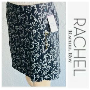 NWT - Rachel Roy Black Paisley Kilt-Style Skirt